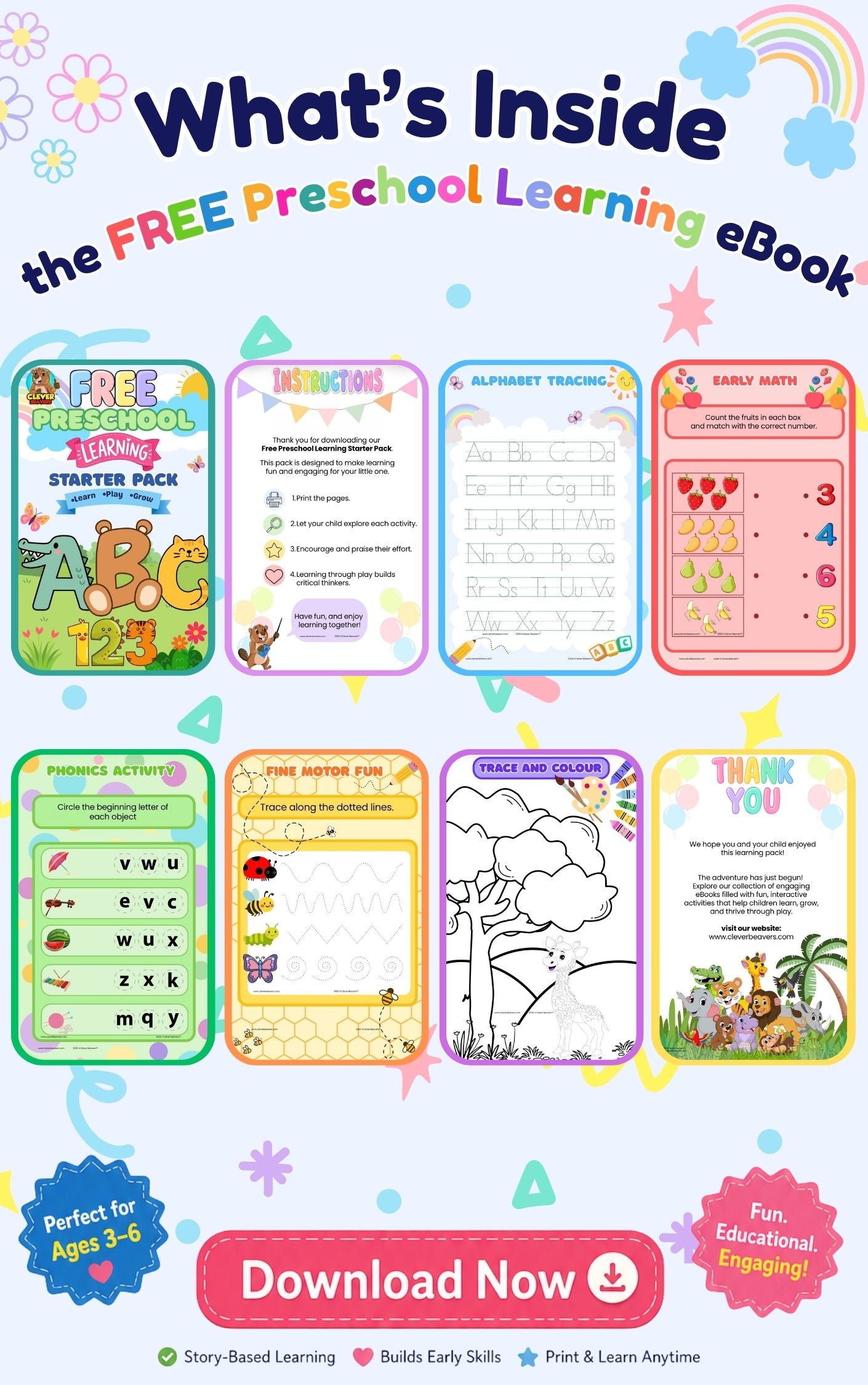 FREE Preschool Learning Starter Pack | Printable Preschool Worksheets & Activities